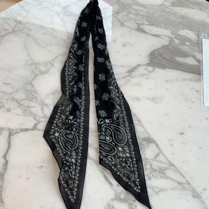 Saint Laurent black silk paisley print scarf